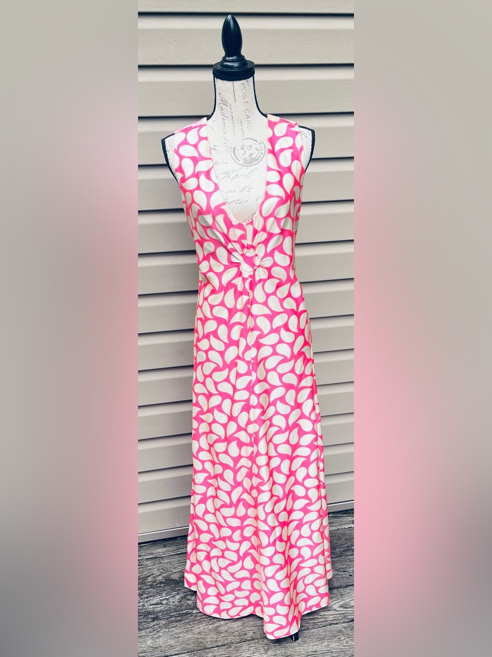 Vintage Designer Pink & White Patterned Sundress